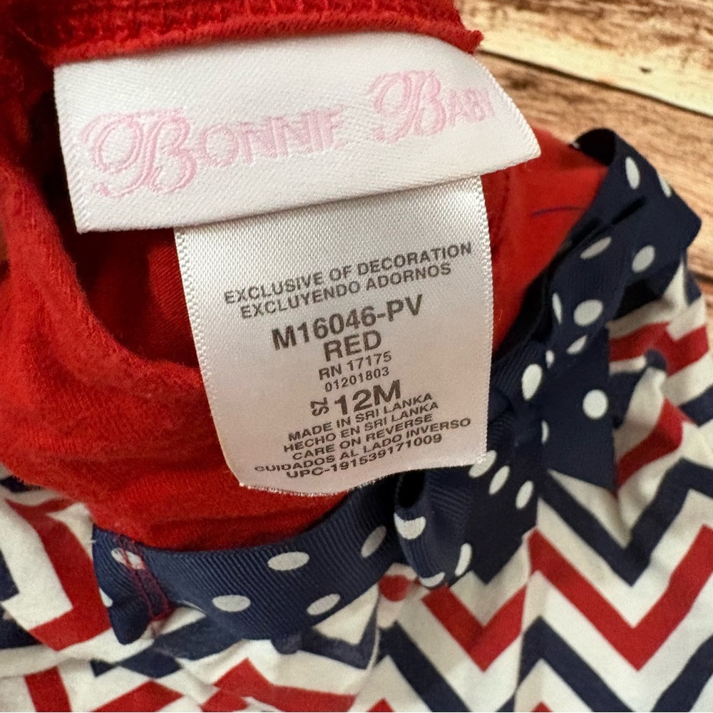 Red, White & Navy Chevron Baby Dress with Navy Leggings patriotic - Picture 5 of 7